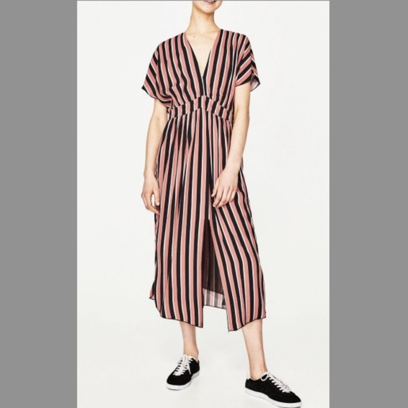 Zara Dresses & Skirts - Zara Vertical Stripe Midi Dress *GENTLY USED*
